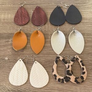 Set of Leather(may be faux leather) earrings